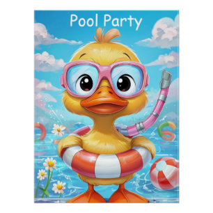 Poster Canard de fête avec tuba et maillot de bain
