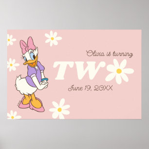 Poster Canard de marguerite rétro Daisy 2e anniversaire
