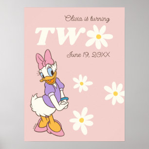 Poster Canard de marguerite rétro Daisy 2e anniversaire