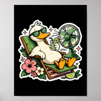 Poster Canard d'été drôle Mode de vacances relaxant Tropi