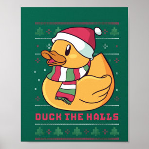Poster Canard drôle et mignon Puns Joyeux canard de Noël 