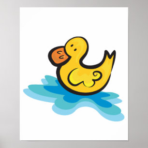 Poster canard en caoutchouc mignon dans la baignoire
