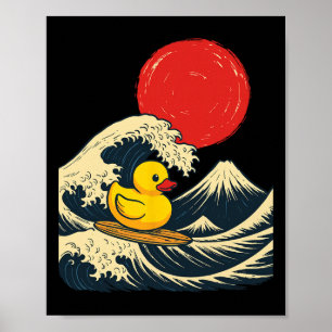 Poster Canard en caoutchouc surfant japonais _3
