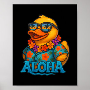 Poster Canard en caoutchouc tropical Lei hawaïen Aloha Ca