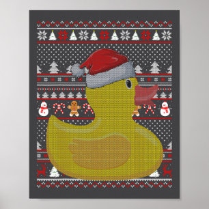 Poster Canard en caoutchouc Vilain Santa Hat Canard Noël