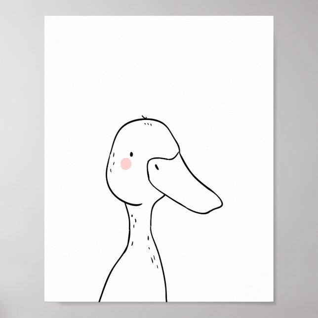 Poster Canard Ferme Animal Nursering Mur Art Monochrome (Devant)
