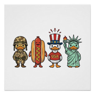 Poster Canard patriotique et chemise vectorielle vintage
