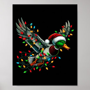 Poster Canard Père Noël Volant Avec Lumières De Noël Chas