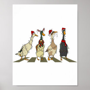 Poster Canards de Noël Joyeux Arbre Lumières Canard de No