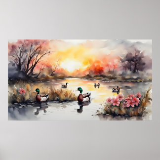 Poster Canards sur le lac