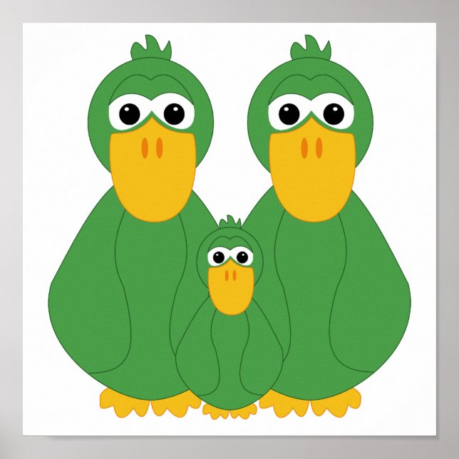 Poster Canards Vertes Et Bébé (Devant)
