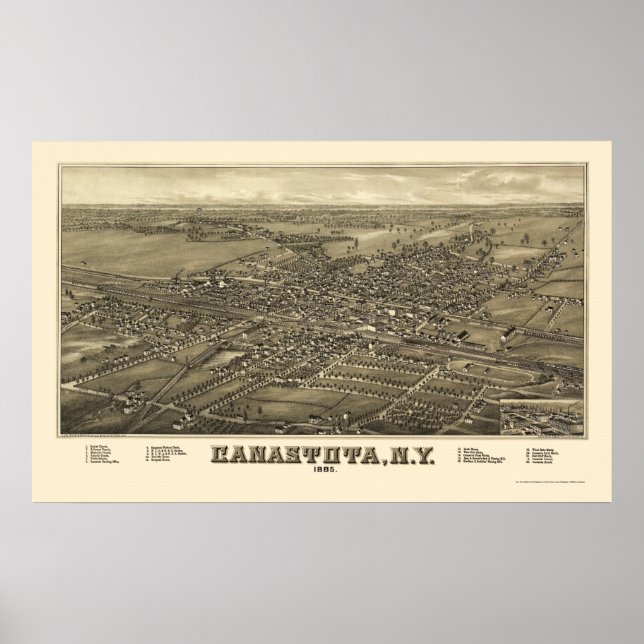 Poster Canastota, NY Carte panoramique - 1885 (Devant)