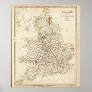 Poster Canaux d'Angleterre, chemins de fer