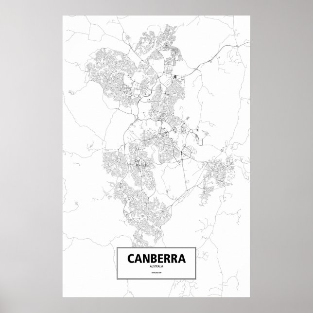 Poster Canberra, Australie (noir sur blanc) (Devant)