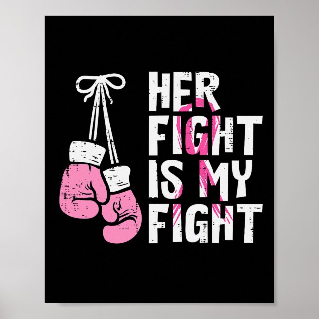 Poster Cancer Boxe Gants Son combat Mon combat Femmes Hom (Devant)