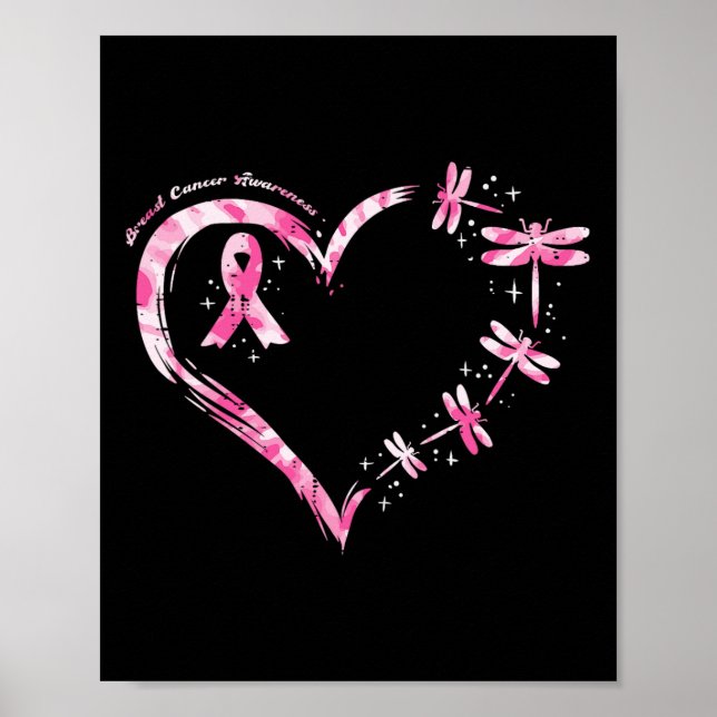 Poster Cancer Coeur libellules Sensibilisation Femmes Enf (Devant)