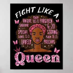 Poster Cancer Combat Comme Reine Afro Survivante Sensibil