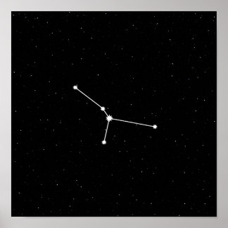Poster Cancer Constellation Zodiaque moderne Noir et blan