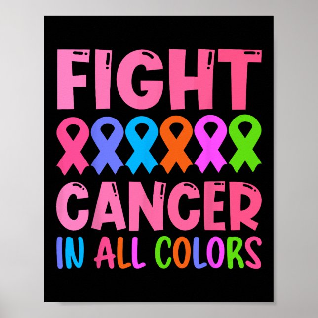 Poster Cancer Dans Toutes Les Couleurs Ribbon Conscience  (Devant)
