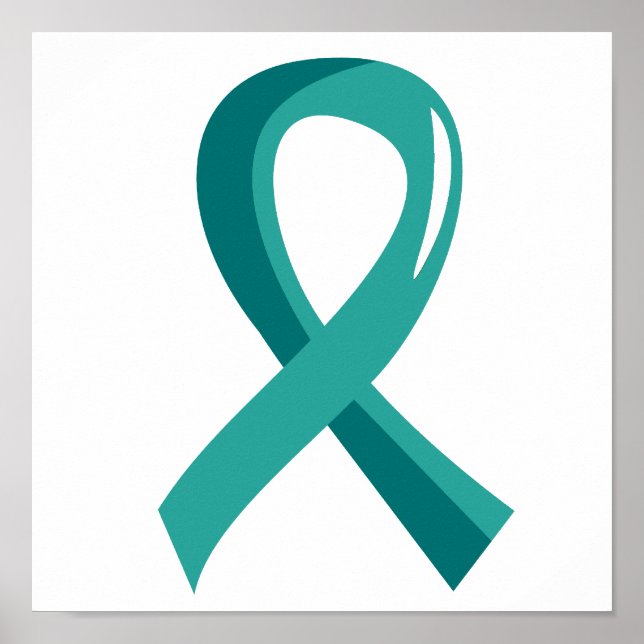 Poster Cancer de l'ovaire Turquoise Ribbon 3 (Devant)