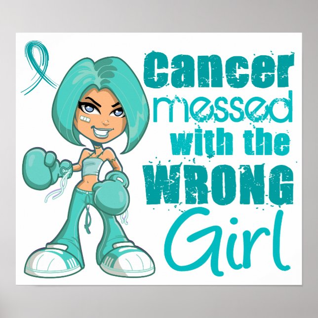 Poster Cancer De L'Ovarien Messagé Avec Une Fille Mauvais (Devant)