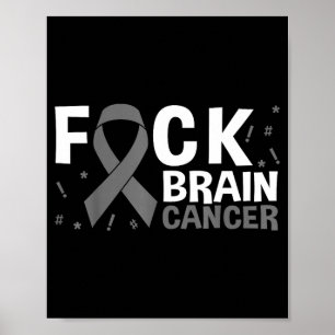 Poster Cancer du cerveau Tumeur cérébrale Ruban gris
