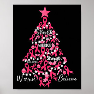 Poster Cancer du sein Arbre de Noël Pink Ribbon Combattre