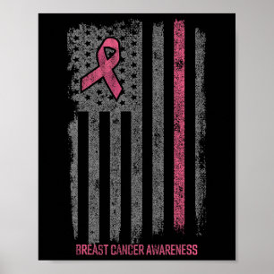 Poster Cancer du sein Chemises Drapeau américain Cancer d