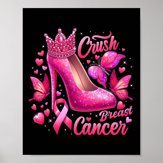 Poster Cancer Du Sein Combattre Comme Une Reine Noir Afro (Devant)