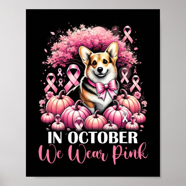 Poster Cancer Du Sein En Octobre Nous Portons Citrouille  (Devant)