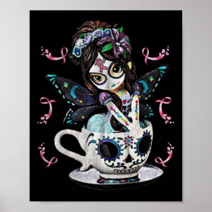 Poster Cancer du sein Fille sucre costume crâne Halloween