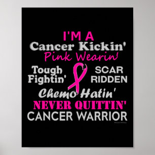 Poster Cancer du sein Kickin' Chemo Hatin' Warrier