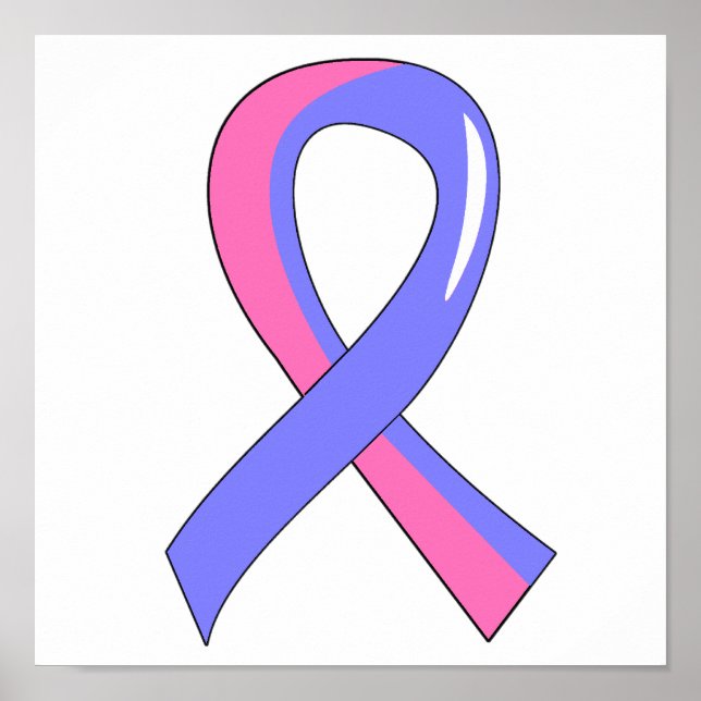 Poster Cancer du sein masculin Bleu rose Ruban 3 (Devant)