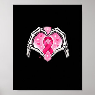 Poster Cancer du sein Squelette Coeur de la main Signal r
