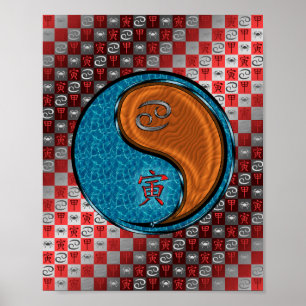 Poster Cancer et tigre de bois
