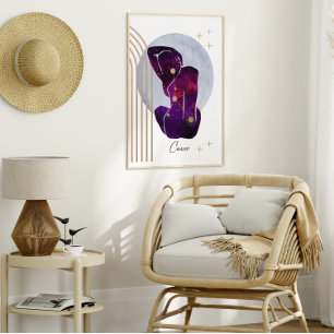 Poster Cancer Feminine Purple Design Zodiac