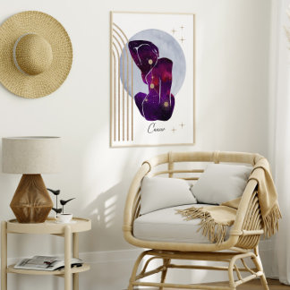 Poster Cancer Feminine Purple Design Zodiac
