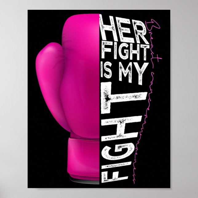 Poster Cancer Son Combat Est Mon Combat Pink Boxe Glove (Devant)