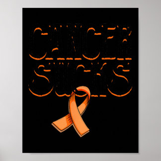 Poster Cancer Sucre Orange Ruban Rein Cancer Leucémie