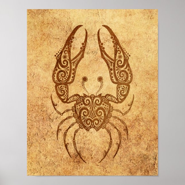 Poster Cancer vintage vieilli Zodiaque (Devant)