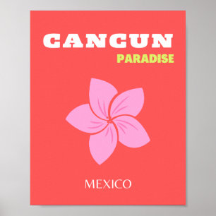 Poster Cancun, Cancun Travel Art, Preppy, Rose, Rouge