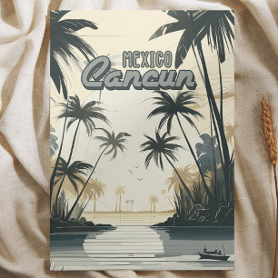 Poster Cancun Mexique Plage Vintage Voyage Monde Retro Ar