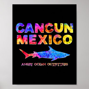 Poster Cancun Mexique T Chemise Requin Aigle de pêche