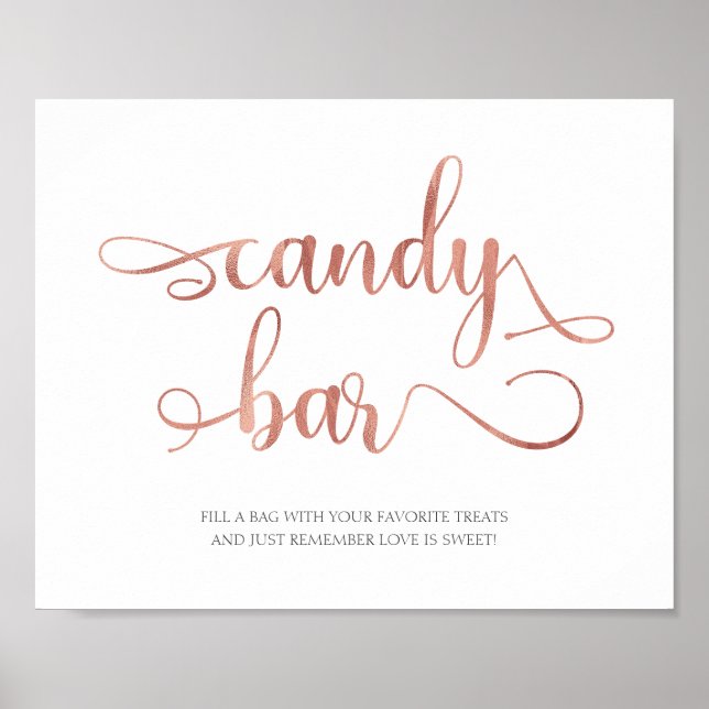 Poster Candy Bar rose or élégant Mariage (Devant)