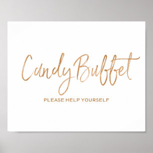Poster Candy Buffet 8x10 Élégant Rose or Mariage
