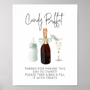 Poster Candy Buffet Sign for Baby shower Green Sip & See