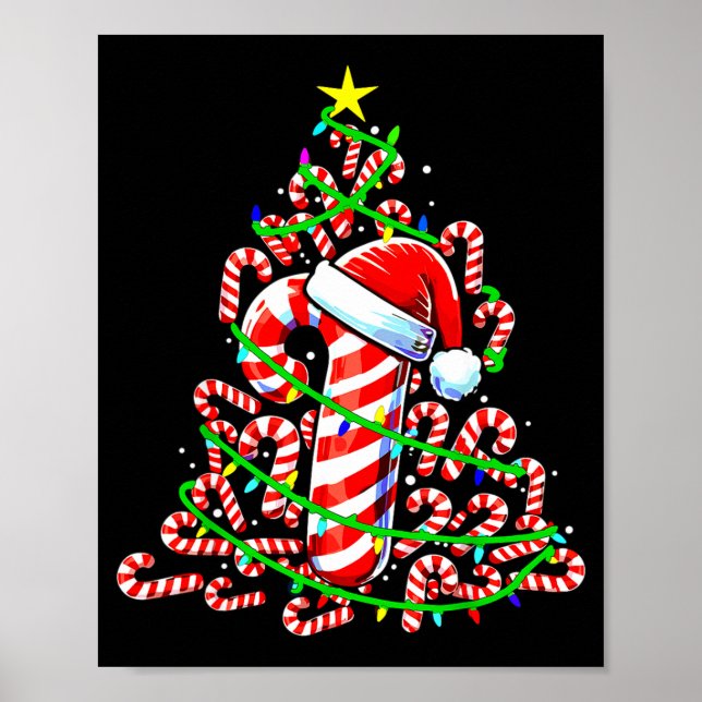 Poster Candy Cane Christmas Tree Lights Santa  (Devant)