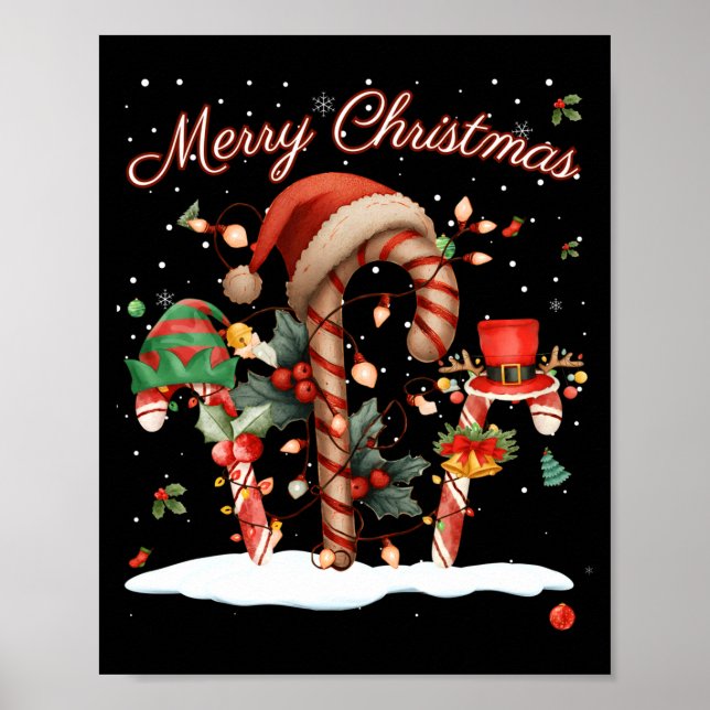 Poster Candy Cane Crew Christmas Elf Hat Santa Holiday De (Devant)