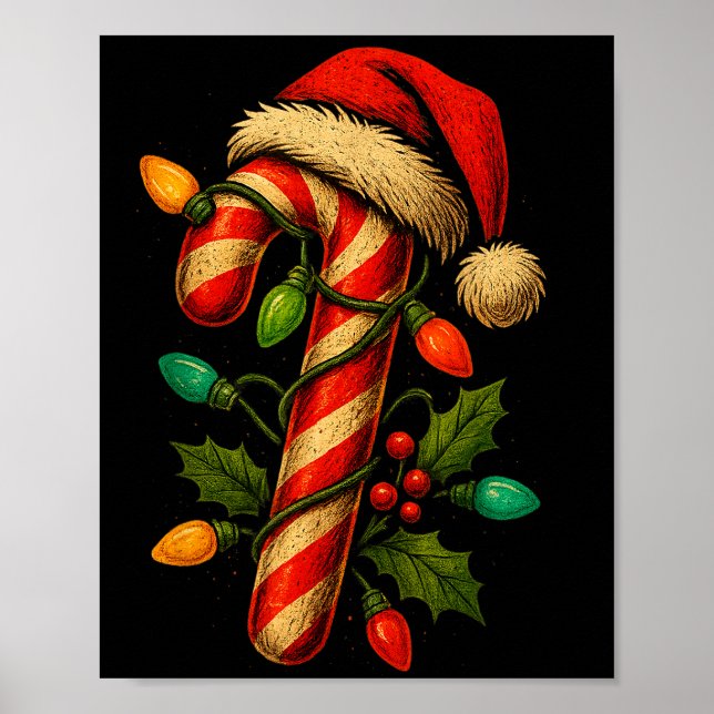 Poster Candy Cane Crew Christmas Lights Family Matching X (Devant)