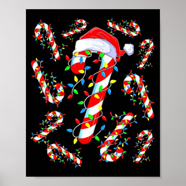 Poster Candy Cane Crew Red And White Santa Funny Christma (Devant)